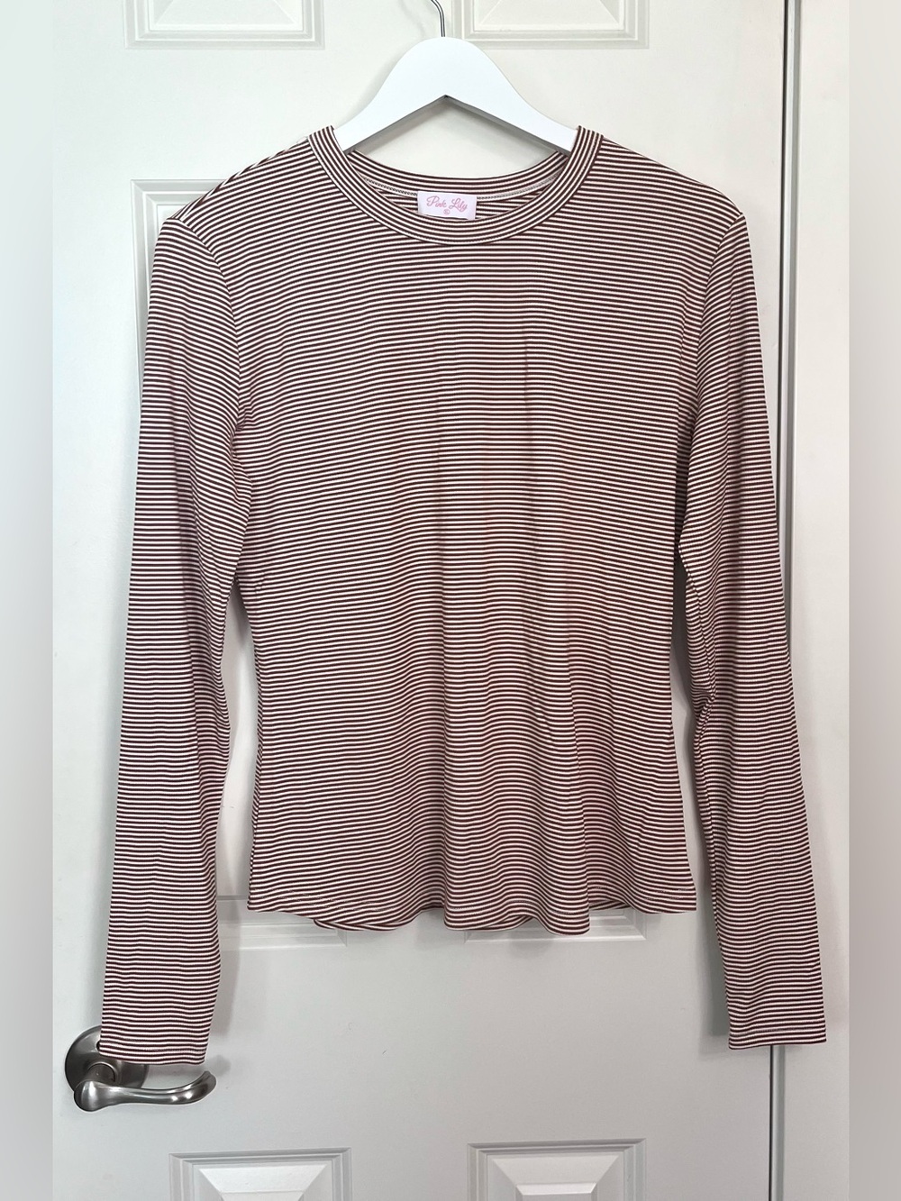 Pink Lily Striped Long-Sleeve Tee NWOT